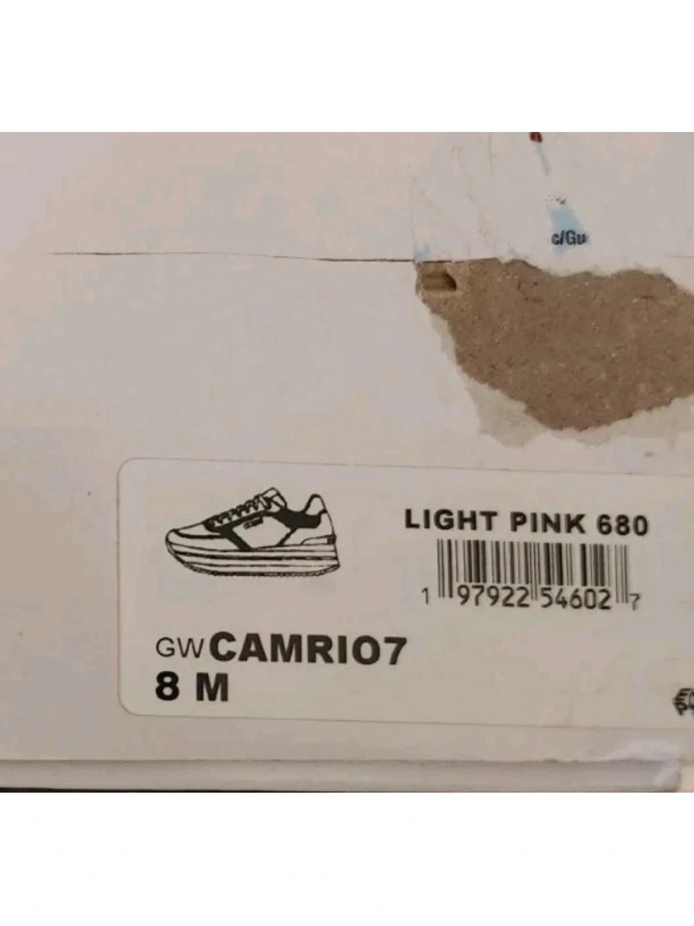 GUESS CAMRIO Retro Pink & White Platform Lace-Up Sneakers with Gold Accents
